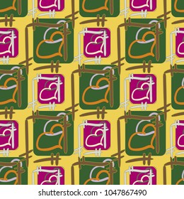 New colorful seamless pattern with doodle heart.