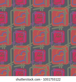 New colorful seamless pattern with doodle heart.