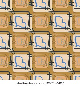 New colorful seamless pattern with doodle heart.