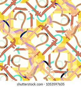 New colorful seamless pattern with doodle heart.