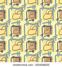 New colorful seamless pattern with doodle heart.