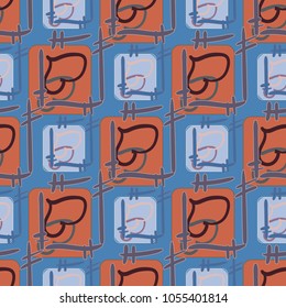 New colorful seamless pattern with doodle heart.