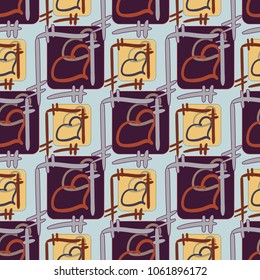 New colorful seamless pattern with doodle heart.