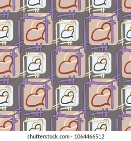 New colorful seamless pattern with doodle heart.