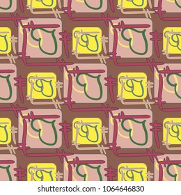 New colorful seamless pattern with doodle heart.