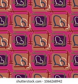 New colorful seamless pattern with doodle heart.