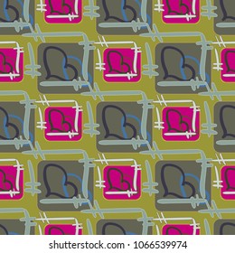 New colorful seamless pattern with doodle heart.