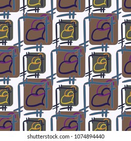 New colorful seamless pattern with doodle heart.