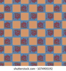New colorful seamless pattern with doodle heart.