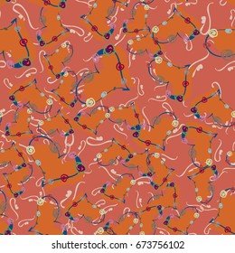 New colorful seamless pattern with doodle heart.