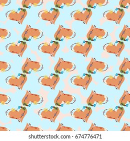 New colorful seamless pattern with doodle heart.