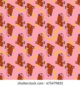New colorful seamless pattern with doodle heart.
