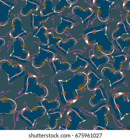New colorful seamless pattern with doodle heart.