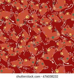 New colorful seamless pattern with doodle heart.