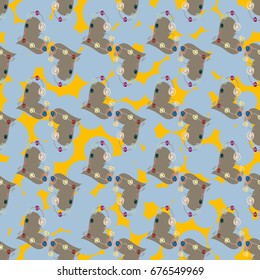 New colorful seamless pattern with doodle heart.