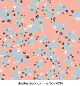New colorful seamless pattern with doodle heart.