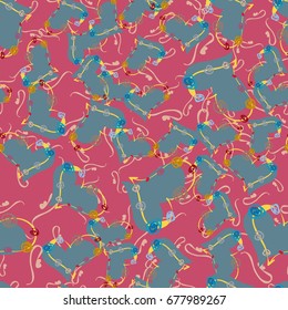 New colorful seamless pattern with doodle heart.