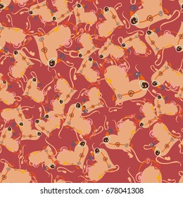 New colorful seamless pattern with doodle heart.