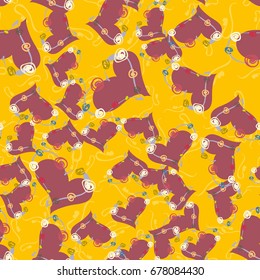 New colorful seamless pattern with doodle heart.