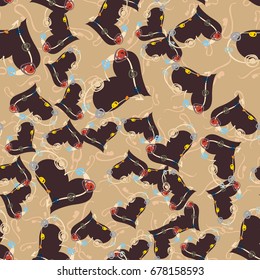 New colorful seamless pattern with doodle heart.