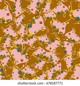 New colorful seamless pattern with doodle heart.