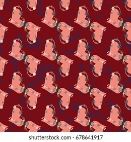 New colorful seamless pattern with doodle heart.