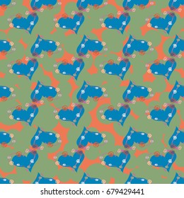 New colorful seamless pattern with doodle heart.