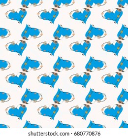 New colorful seamless pattern with doodle heart.