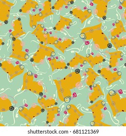 New colorful seamless pattern with doodle heart.