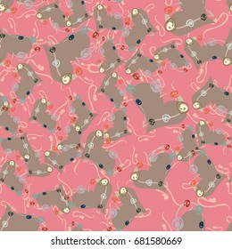New colorful seamless pattern with doodle heart.