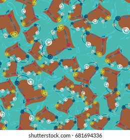 New colorful seamless pattern with doodle heart.