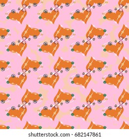 New colorful seamless pattern with doodle heart.