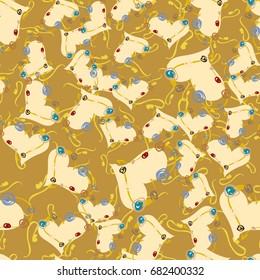 New colorful seamless pattern with doodle heart.