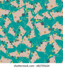 New colorful seamless pattern with doodle heart.