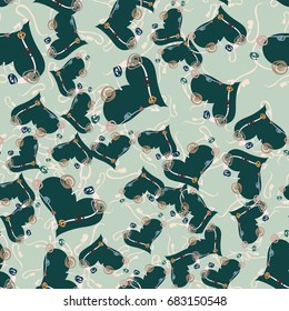 New colorful seamless pattern with doodle heart.