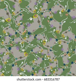 New colorful seamless pattern with doodle heart.