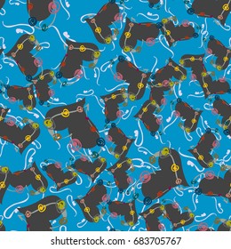 New colorful seamless pattern with doodle heart.