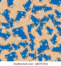 New colorful seamless pattern with doodle heart.