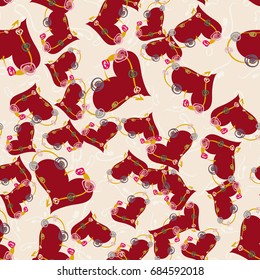 New colorful seamless pattern with doodle heart.