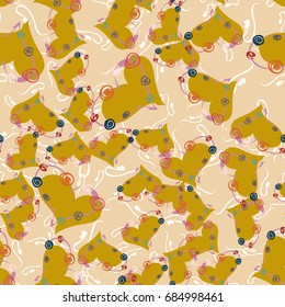 New colorful seamless pattern with doodle heart.