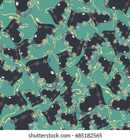 New colorful seamless pattern with doodle heart.