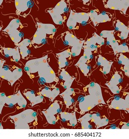 New colorful seamless pattern with doodle heart.
