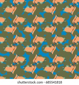 New colorful seamless pattern with doodle heart.