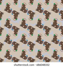 New colorful seamless pattern with doodle heart.