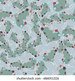 New colorful seamless pattern with doodle heart.