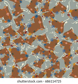 New colorful seamless pattern with doodle heart.