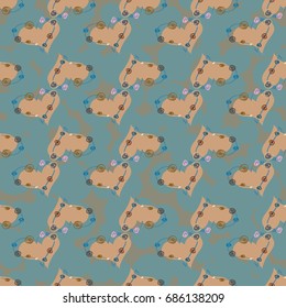 New colorful seamless pattern with doodle heart.