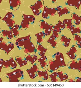 New colorful seamless pattern with doodle heart.