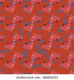 New colorful seamless pattern with doodle heart.