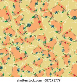 New colorful seamless pattern with doodle heart.